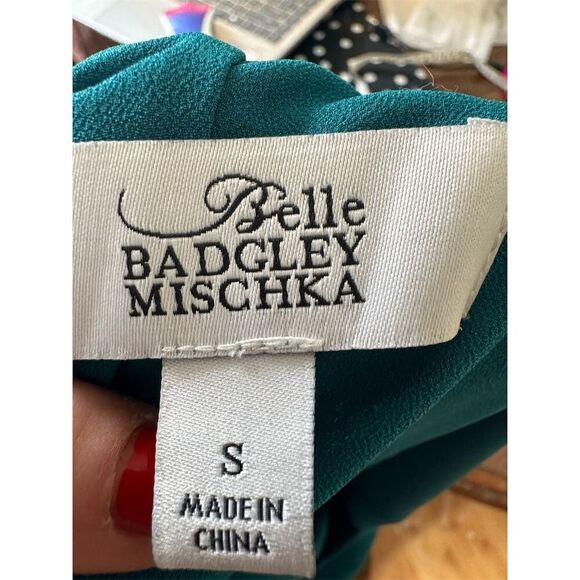 Badgley Mischka Womens Blouse S One Shoulder Asymmetrical Turquoise 1075 - Picture 6 of 10